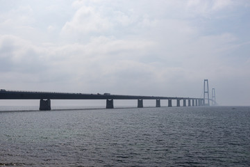Fototapeta na wymiar The Great Belt Bridge link in Dnmark