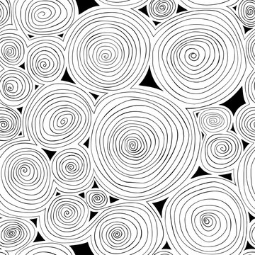 Seamless abstract print with spirals. Hand drawn vector illustration.
