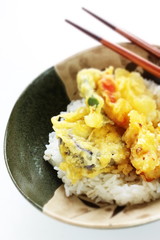 Japanese food, asparagus and assorted vegetable Tempura