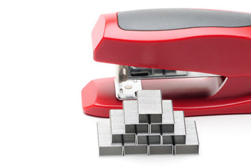 Office stapler on a white background