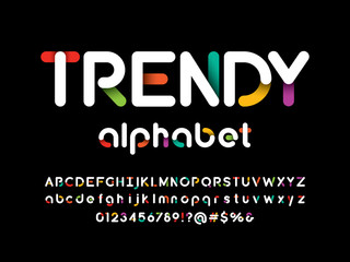Vector of stylized modern vibrant color alphabet design