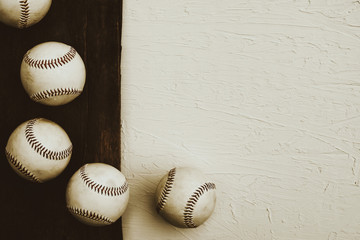 Vintage baseball background with frame of balls for sport,.