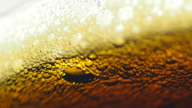 Beer bubbles close-up shot
