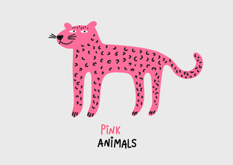 Pink Animals, A Leopard vector illustration