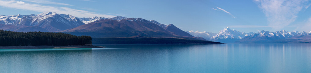 Fototapeta na wymiar Mount Cook over Pukaki Lake panorama, New Zealand