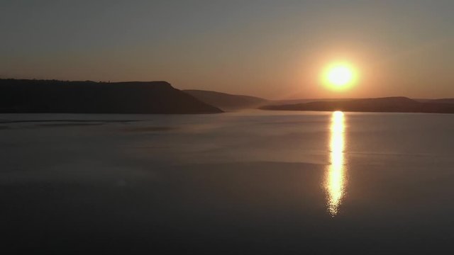 Greate sunset of lake in Ukraine