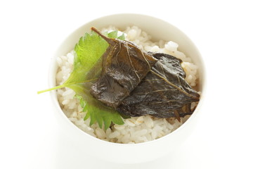 Korean food, Perilla seeds leaves marinated on rice