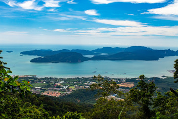 Dayang Bunting island from the top of Gunung Raya Mountain, the highest point in Langkawi island, Andaman Sea, state of Kedah, Malaysia.