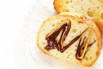 Chocolate and peanut toast for breakfast image