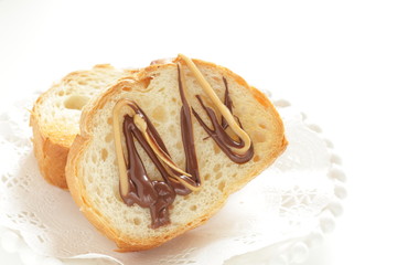 Chocolate and peanut toast for breakfast image