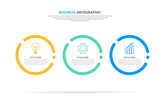 Business Infographic Template, Flat Design With Icon And 3 Option Or Step, Vector Eps 10