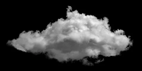 Fotobehang White cloud isolated on black background ,Textured smoke ,brush effect © sirawut