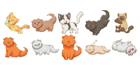 Fototapeta premium cat kitten baby funny character vector set graphic clipart design