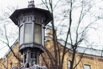 Fototapeta na wymiar vintage antique street lamp. historic lampposts architecture