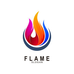 Flame logo with colorful design, Fire logo