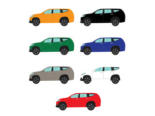 Naklejka premium Set of suv car side view on white background,illustration vector