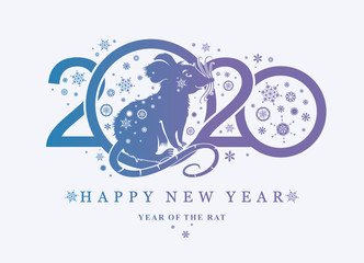 Rat, symbol of 2020 on the Chinese calendar. Silhouette of rat. Vector element for New Year's design. 