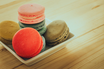 Sweet magaroon in the table, vintage tone filter