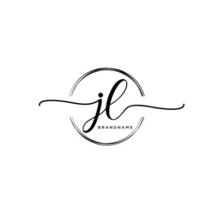 JL Initial handwriting logo with circle template vector.