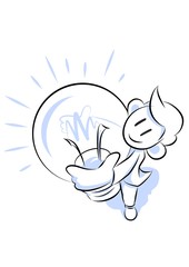 ビジネスマン イラスト:アイデア 電球 成功 ヒント ひらめき