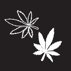 Marijuana vector cannabis leaf weed icon logo symbol sign illustration graphic with hand drawn doodle style vector