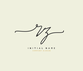 R Z RZ Beauty vector initial logo, handwriting logo of initial signature, wedding, fashion, jewerly, boutique, floral and botanical with creative template for any company or business.