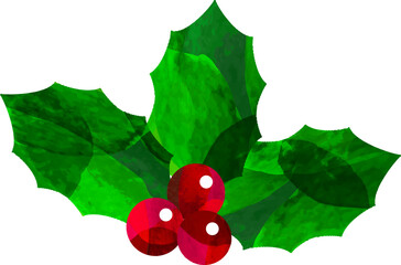 ひいらぎ_イラスト_ベクター_柊_クリスマス_葉_切り絵風