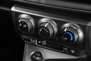 close up air conditioning meter in car, close up indoor black japanese car