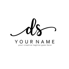 Handwriting D S DS initial logo template vector