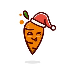 happy carrot with christmas hat cartoon design character