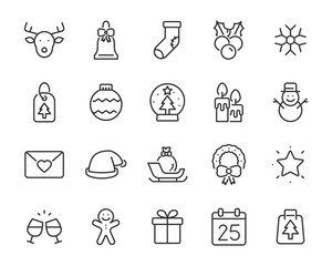 set of Christmas icons, winter, snowflake