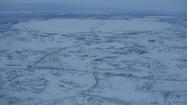 Aerial view of Samotlor Field, the largest oil field of Russia and the sixth largest in the world, Nizhnevartovsk district, Khanty&ndash;Mansi Autonomous Okrug, Russia