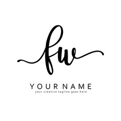 Handwriting F W FW initial logo template vector