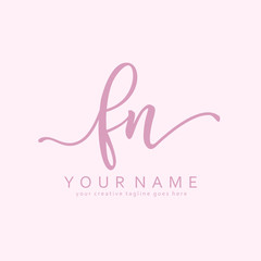 Handwriting F N FN initial logo template vector