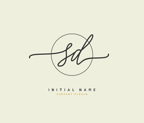 S D SD Beauty vector initial logo, handwriting logo of initial signature, wedding, fashion, jewerly, boutique, floral and botanical with creative template for any company or business.