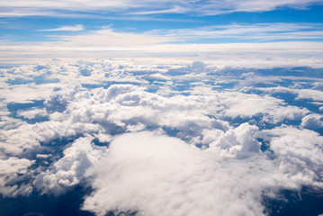 landscape look down from the airplane look see the sky and cloud beautiful beautiful in the morning appropriate the background , idea copy space