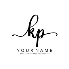 Handwriting K P KP initial logo template vector