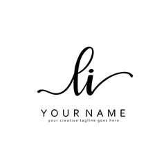 Handwriting L I LI initial logo template vector
