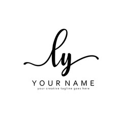 Handwriting L Y LY initial logo template vector