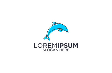 Dolphin line art  logo design vector