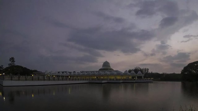 Time Lapse Of Majestic Annur Mosque During Sunset.4K