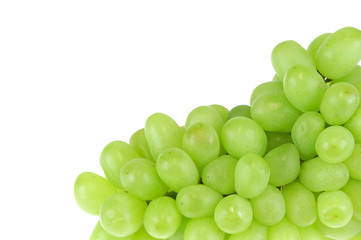 close up on green grape isolated on white background