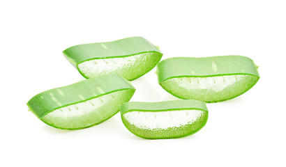 Aloe vera slice on white background