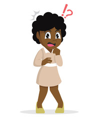 Cartoon character, Shocked young African girl.