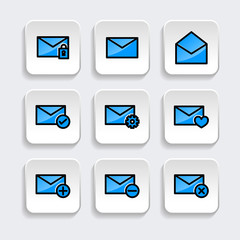 Set of Mail icon with trendy filled line style icon for web, logo, app, UI design. isolated on white background. vector illustration eps 10