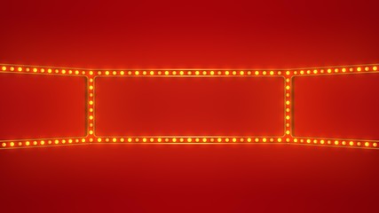 Red marquee light board sign retro. 3d rendering