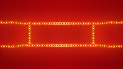 Red marquee light board sign retro. 3d rendering