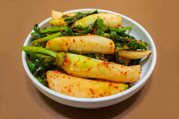 Young radish kimchi(chonggak kimchi), Korean traditional food.