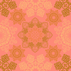  Round seamless pattern with mandala elements.