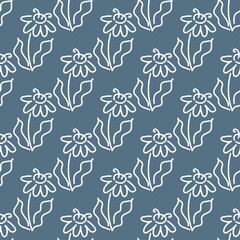 Fototapeta premium Outline drawing seamless background. Hand drawn flowers . Suitable for backgrounds, invitations, Wallpapers, packaging design and other surfaces.